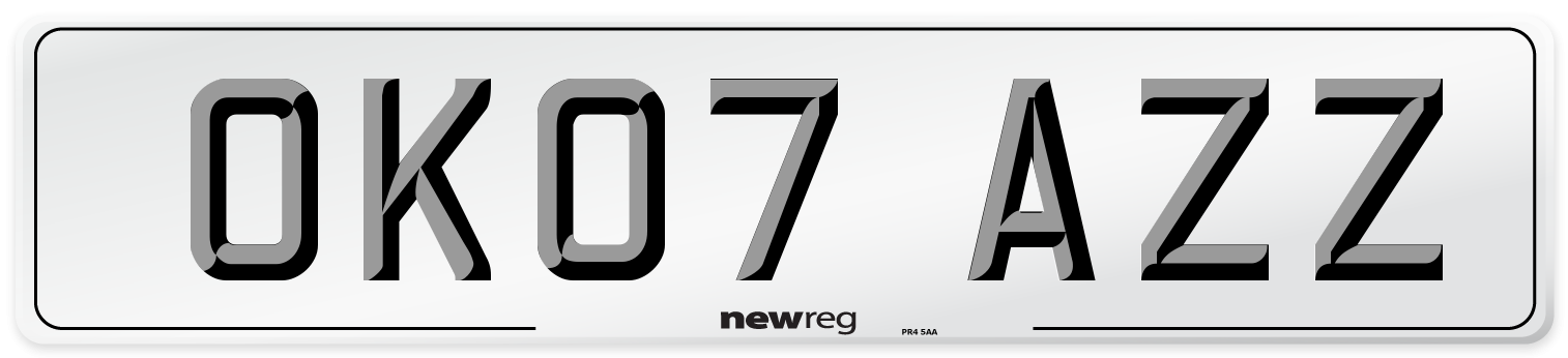 OK07 AZZ Number Plate from New Reg